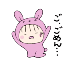 rabbit costume Mokomoko-minachan sticker #9243667