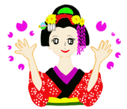 Colorful kimono beauty sticker #9246090