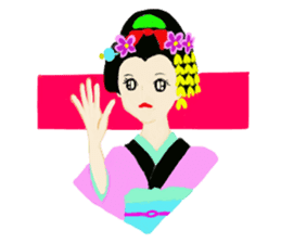 Colorful kimono beauty sticker #9246096