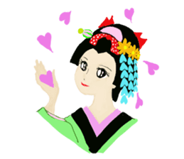 Colorful kimono beauty sticker #9246097