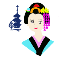Colorful kimono beauty sticker #9246103
