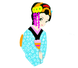 Colorful kimono beauty sticker #9246105