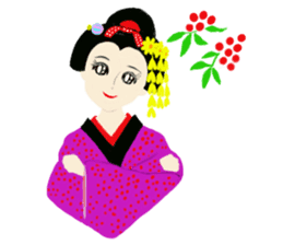 Colorful kimono beauty sticker #9246108