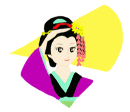 Colorful kimono beauty sticker #9246110