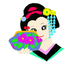 Colorful kimono beauty sticker #9246113