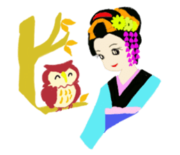 Colorful kimono beauty sticker #9246116