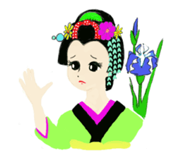 Colorful kimono beauty sticker #9246124