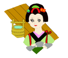 Colorful kimono beauty sticker #9246125