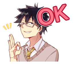 Black hair glasses men's everyday sticker #9247568