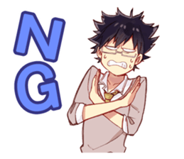 Black hair glasses men's everyday sticker #9247569