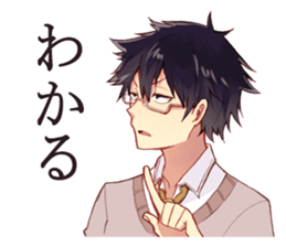 Black hair glasses men's everyday sticker #9247570