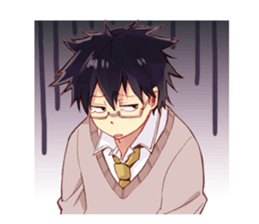 Black hair glasses men's everyday sticker #9247571