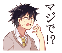 Black hair glasses men's everyday sticker #9247572