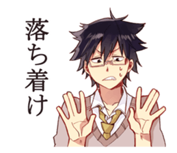 Black hair glasses men's everyday sticker #9247573