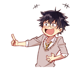 Black hair glasses men's everyday sticker #9247574