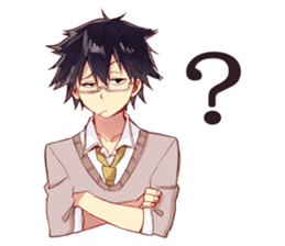 Black hair glasses men's everyday sticker #9247576