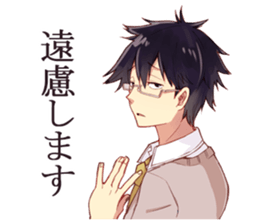 Black hair glasses men's everyday sticker #9247577