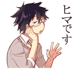 Black hair glasses men's everyday sticker #9247578