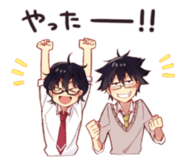 Black hair glasses men's everyday sticker #9247579