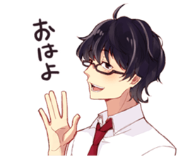 Black hair glasses men's everyday sticker #9247581