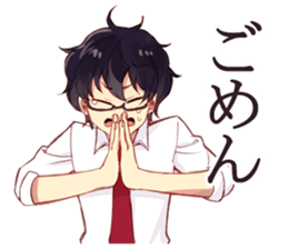 Black hair glasses men's everyday sticker #9247582