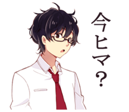 Black hair glasses men's everyday sticker #9247584