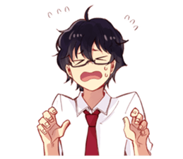 Black hair glasses men's everyday sticker #9247585