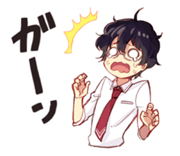 Black hair glasses men's everyday sticker #9247586