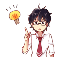 Black hair glasses men's everyday sticker #9247587