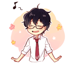 Black hair glasses men's everyday sticker #9247588