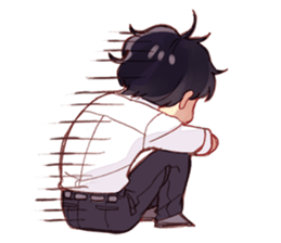 Black hair glasses men's everyday sticker #9247589