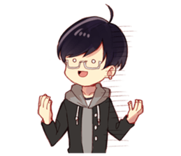 Black hair glasses men's everyday sticker #9247592