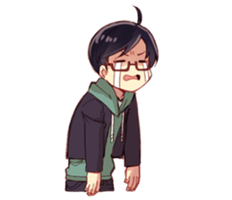 Black hair glasses men's everyday sticker #9247593