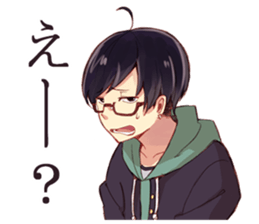 Black hair glasses men's everyday sticker #9247594