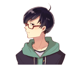 Black hair glasses men's everyday sticker #9247595