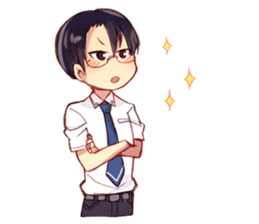 Black hair glasses men's everyday sticker #9247597