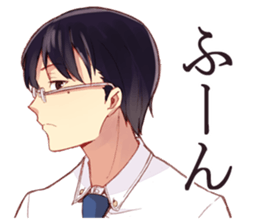 Black hair glasses men's everyday sticker #9247598