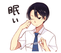 Black hair glasses men's everyday sticker #9247599