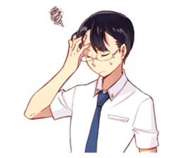 Black hair glasses men's everyday sticker #9247600