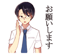 Black hair glasses men's everyday sticker #9247601