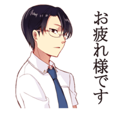 Black hair glasses men's everyday sticker #9247602