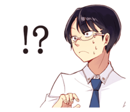 Black hair glasses men's everyday sticker #9247603