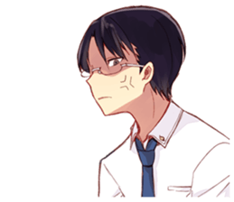 Black hair glasses men's everyday sticker #9247606