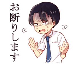 Black hair glasses men's everyday sticker #9247607