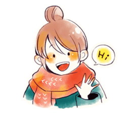 Girls and Winter and Watercolor sticker #9252408