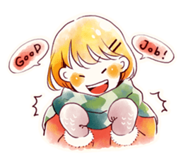 Girls and Winter and Watercolor sticker #9252429