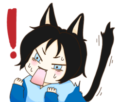 Cat girl Yu & Cat boy Black sticker #9261178