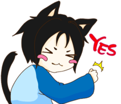 Cat girl Yu & Cat boy Black sticker #9261183