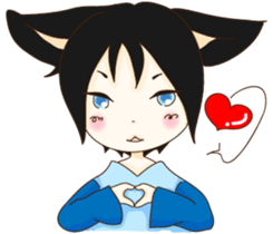 Cat girl Yu & Cat boy Black sticker #9261193