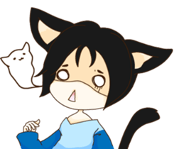Cat girl Yu & Cat boy Black sticker #9261196